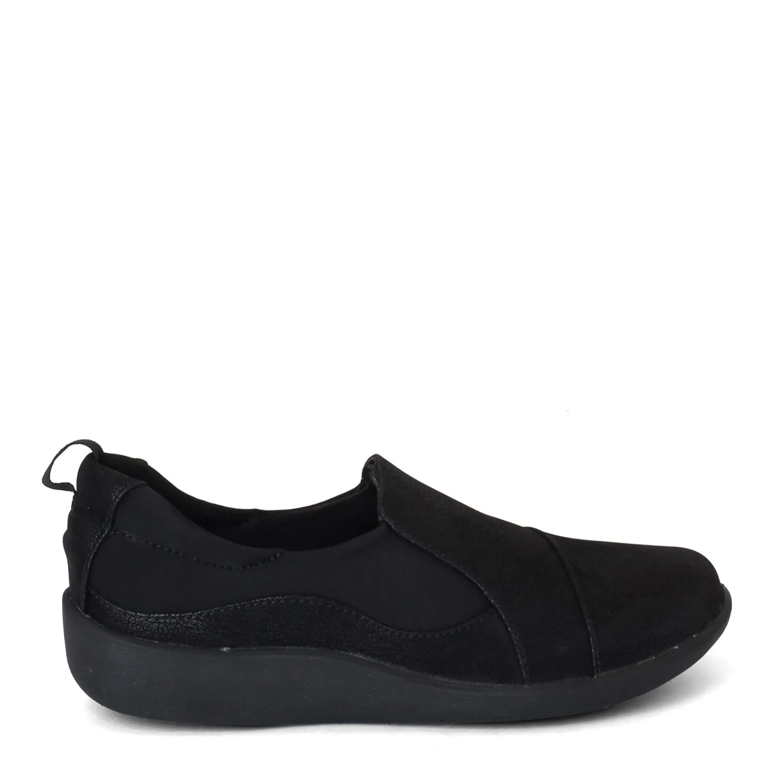 Clarks womens Sillian Paz Slip On Loafer, Black Synthetic Nubuck, 5.5 US