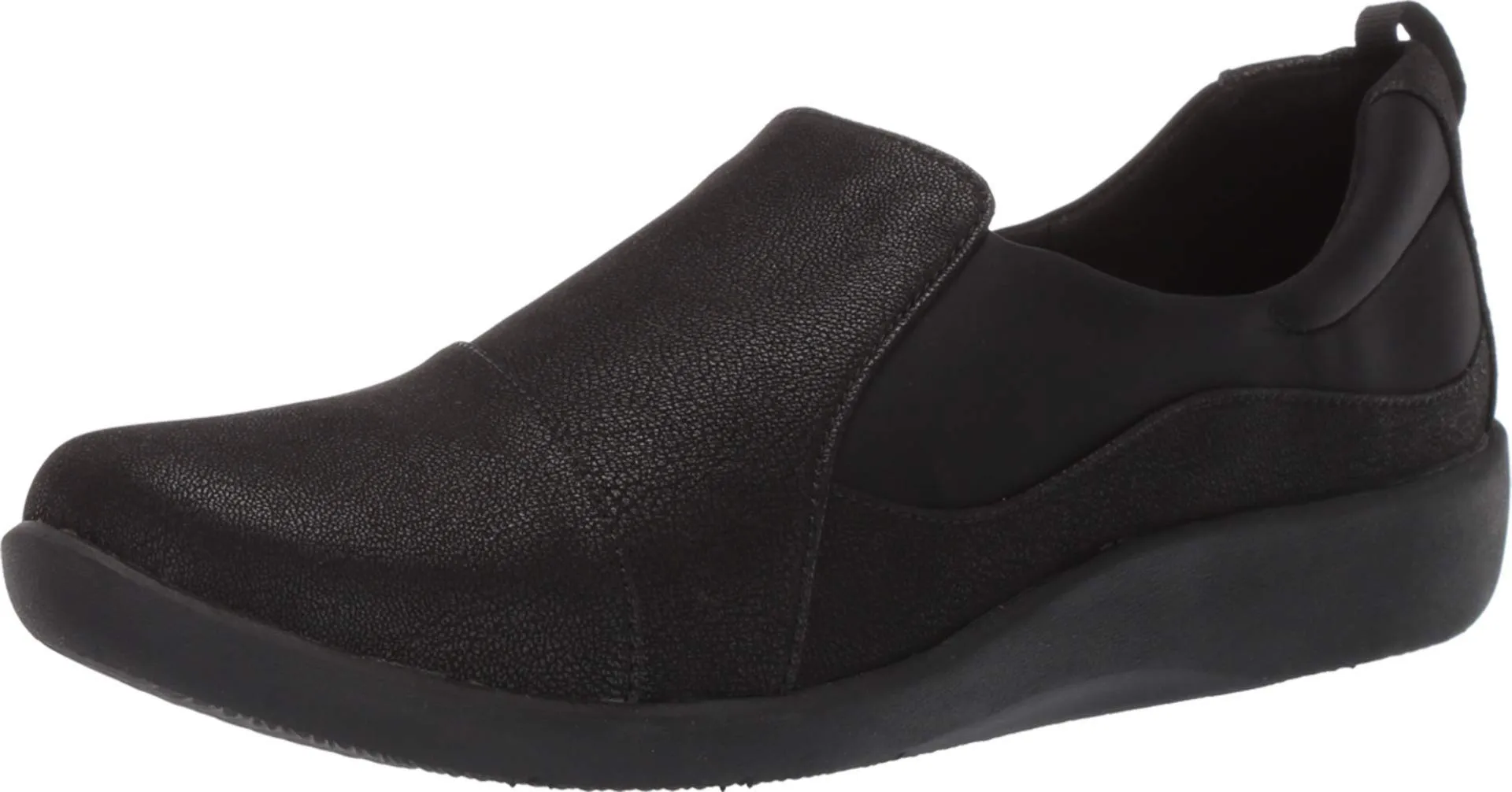 Clarks womens Sillian Paz Slip On Loafer, Black Synthetic Nubuck, 5.5 US