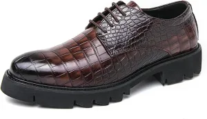 Classic Men's Business Thick Soled Leather Shoes Vintage and Fashionable Carved Leather Oxford Shoes Formal Wedding Leather Shoes