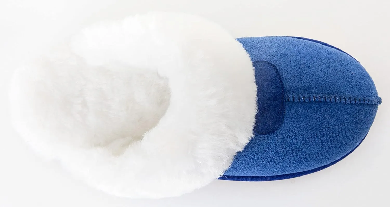 CLPP'LI Womens Slip on Faux Fur Warm Winter Mules Fluffy Suede Comfy Slippers
