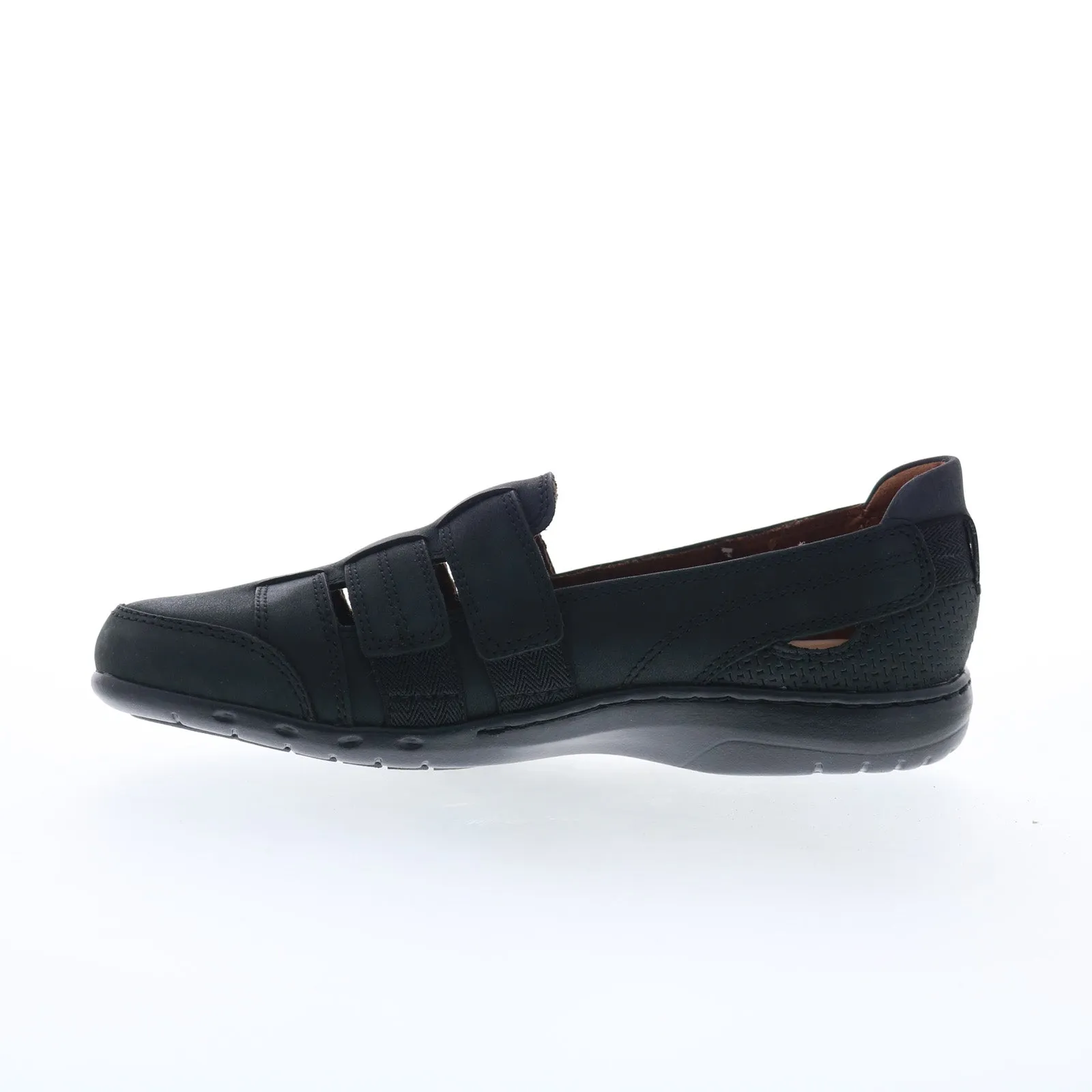 Cobb Hill Penfield Strappy CI8163 Womens Black Leather Loafer Flats Shoes