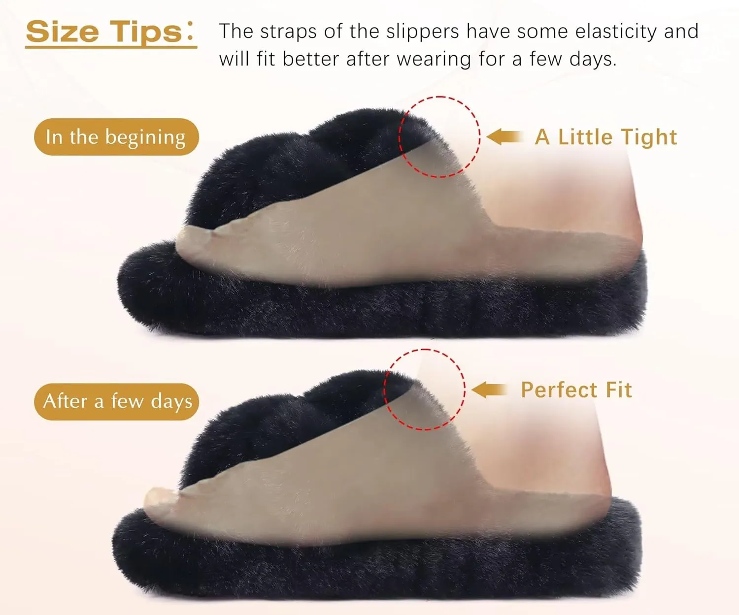 COFACE Women's Fluff Slippers Open Toe Fuzzy Faux Fur Ladies House Fashion Platform Slide Shoes with Comfort Arch Support, Indoor Outdoor Sole