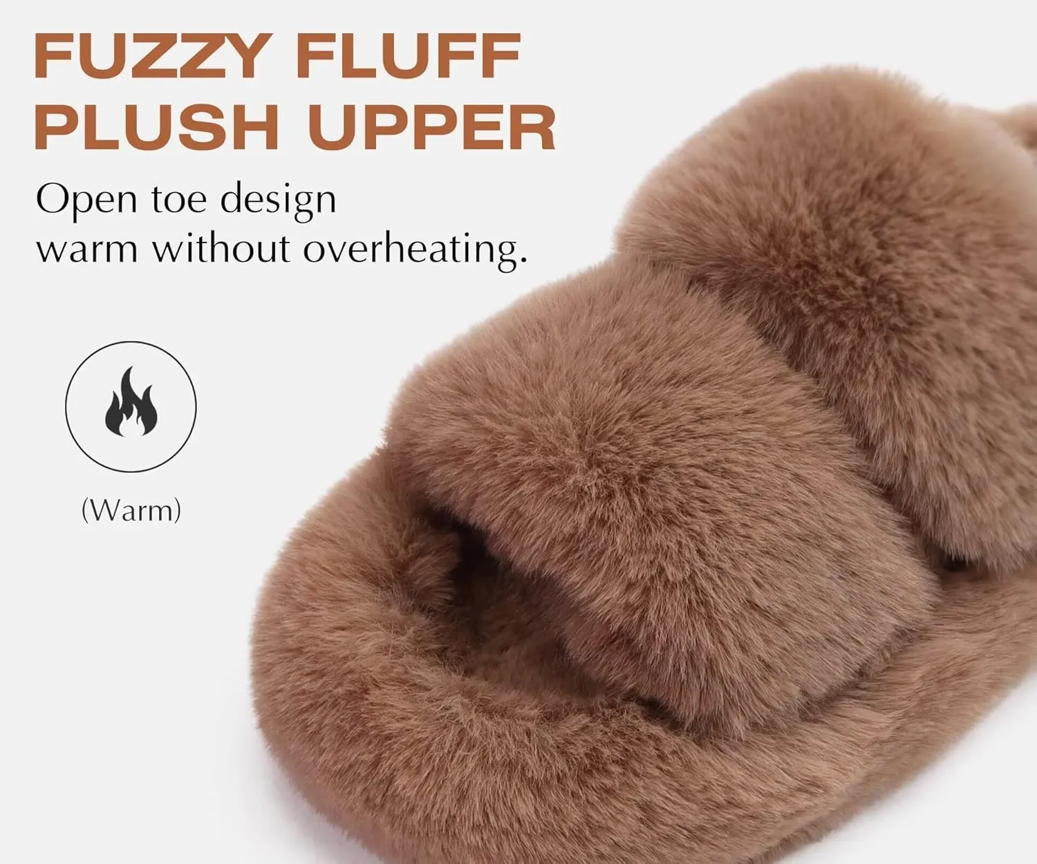 COFACE Womens House Slippers Woman Fuzzy Fluff Indoor Slipper Ladies Furry Fur Bedroom Slip On Slipers Women’s Home Winter Open Toe Plush Shearling Slide Size 5-11