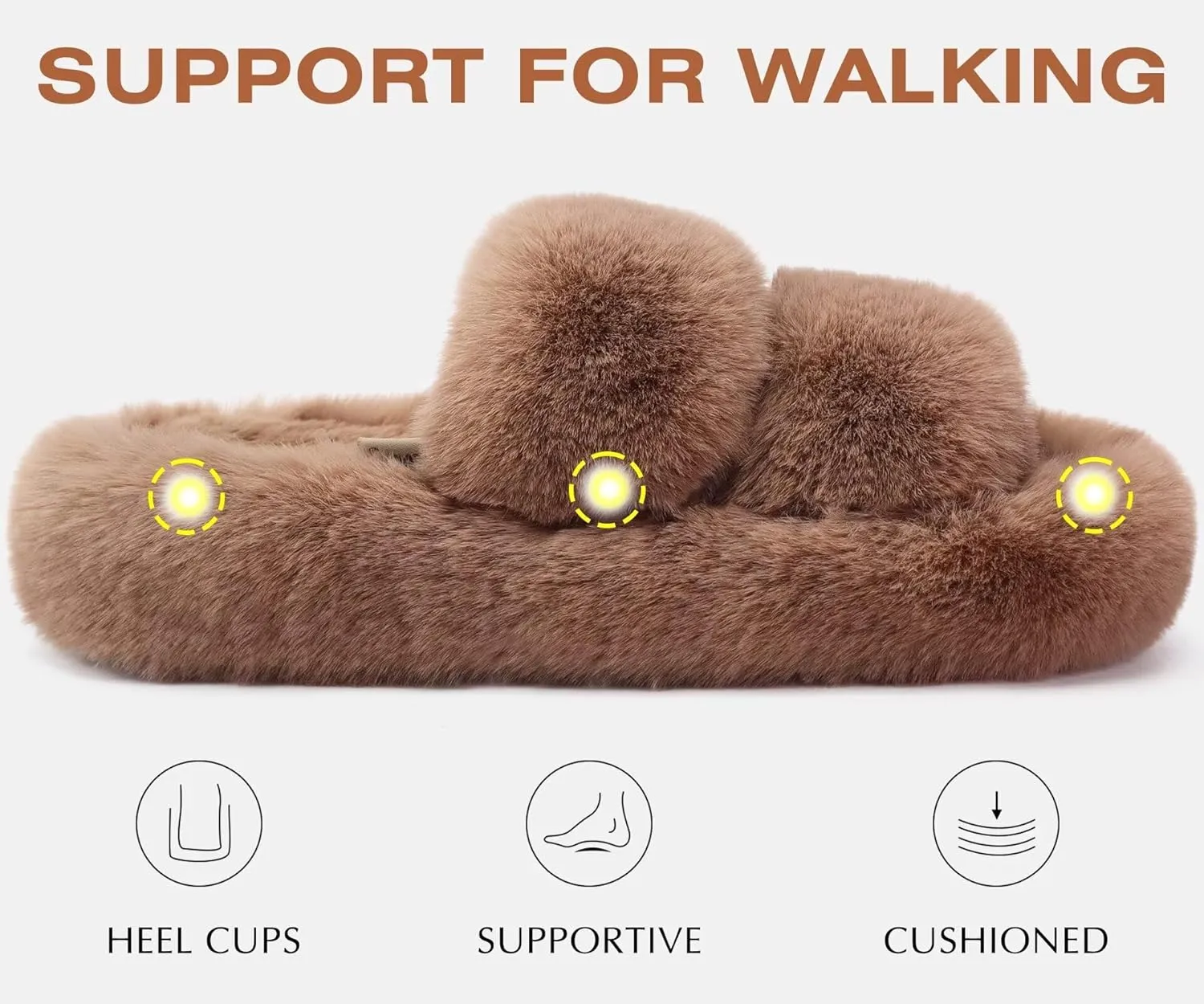 COFACE Womens House Slippers Woman Fuzzy Fluff Indoor Slipper Ladies Furry Fur Bedroom Slip On Slipers Women’s Home Winter Open Toe Plush Shearling Slide Size 5-11