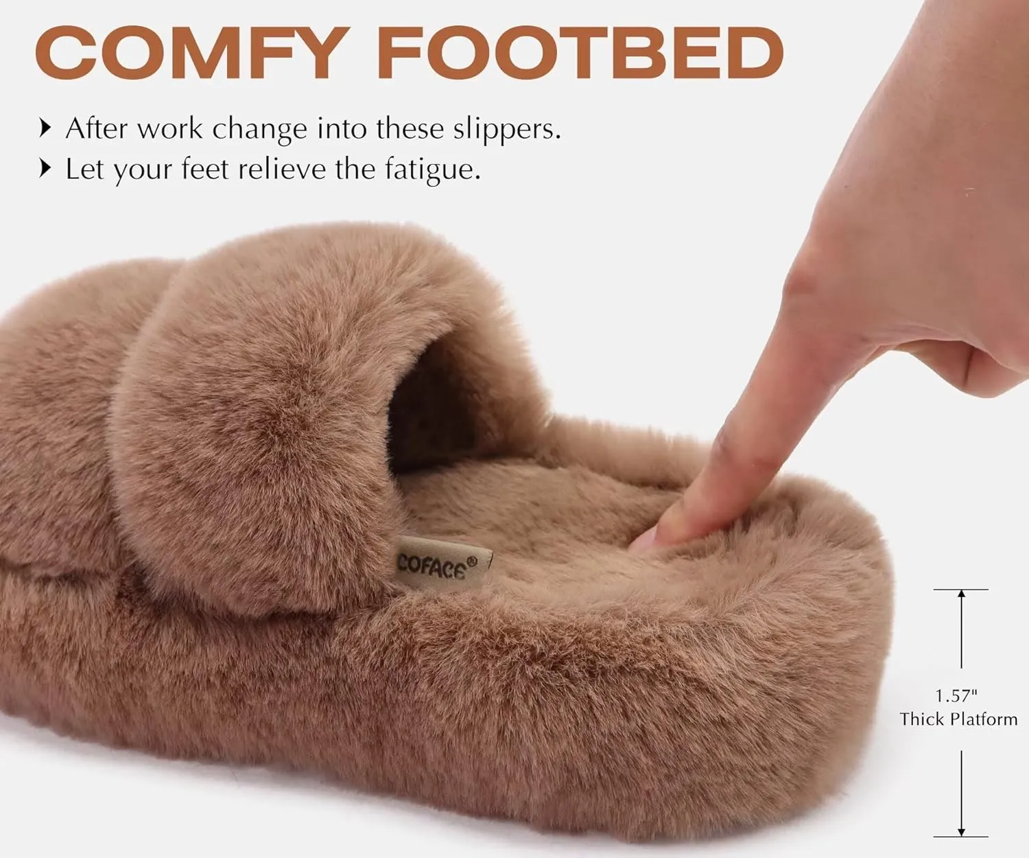 COFACE Womens House Slippers Woman Fuzzy Fluff Indoor Slipper Ladies Furry Fur Bedroom Slip On Slipers Women’s Home Winter Open Toe Plush Shearling Slide Size 5-11