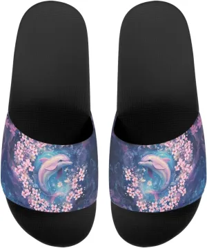 Coloranimal Women's Slide Sandals,American Flag Eagle Sunflower Skull Floral Slip-on House Slippers for Women Size 36-45