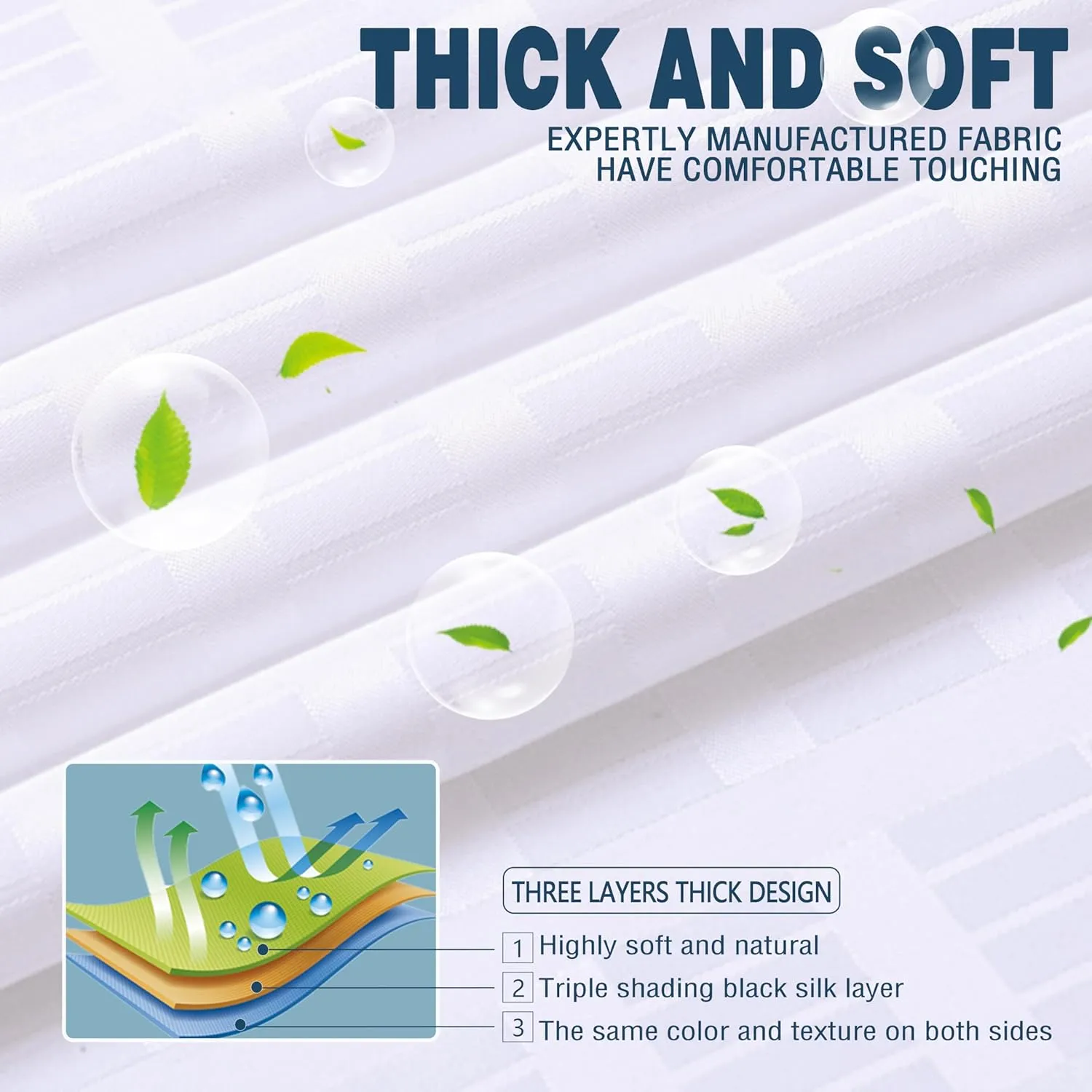 Conbo Mio Hotel Style Fabric Shower Curtain Set with Snap in Liner 108" x 74" for Bathroom with See Through Window, Spa, Machine Washable Shower Curtain (Grid-White,108"(W) x 74"(H))