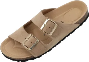 Corfu Mono Women's Mules - Comfortable Sandals Made in Spain - Slippers with Cushioning Cork Footbed - Fashionable Summer Shoes, beige, 10 Women