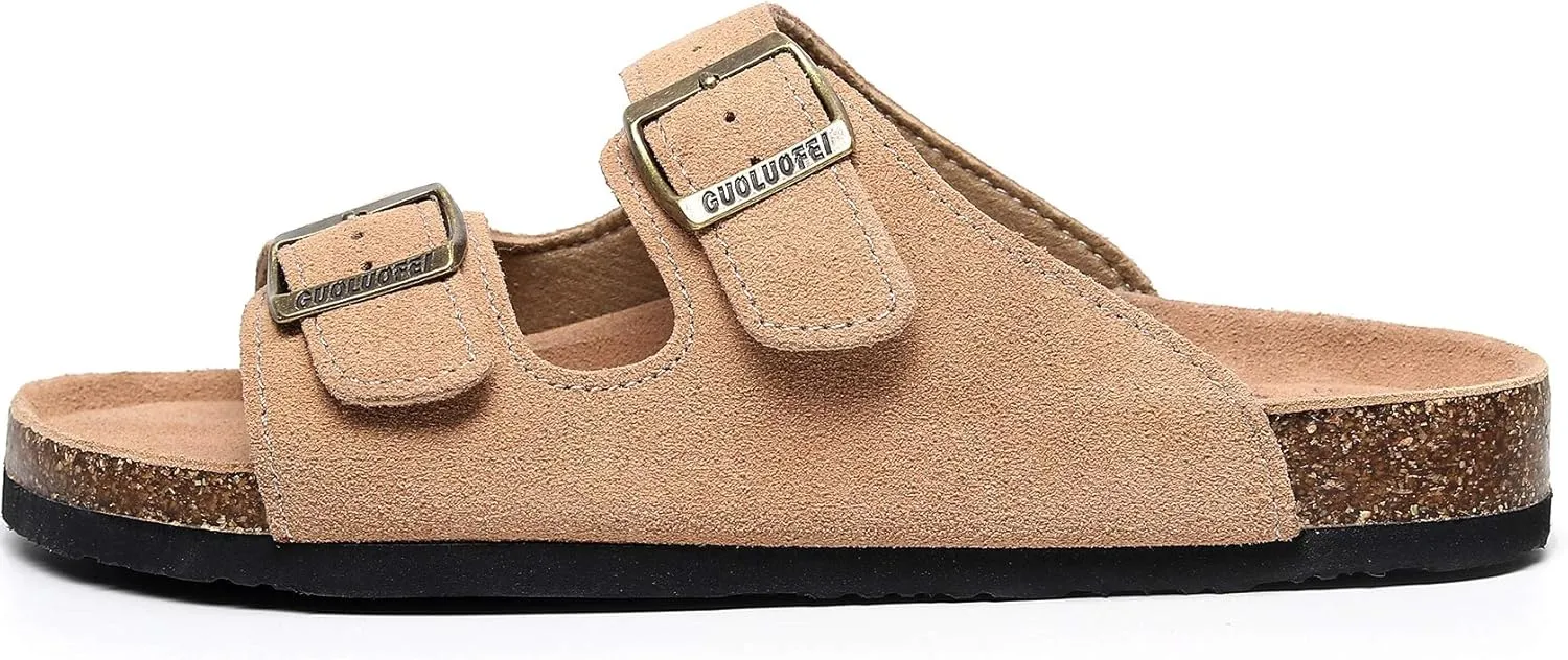 Cork Sandals Women With Arch Support, Comfortable Summer Beach Sandals For Women/Girls/Ladies,Leather Slide Shoes For Women