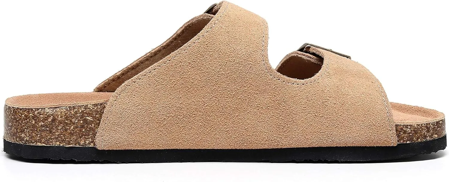 Cork Sandals Women With Arch Support, Comfortable Summer Beach Sandals For Women/Girls/Ladies,Leather Slide Shoes For Women