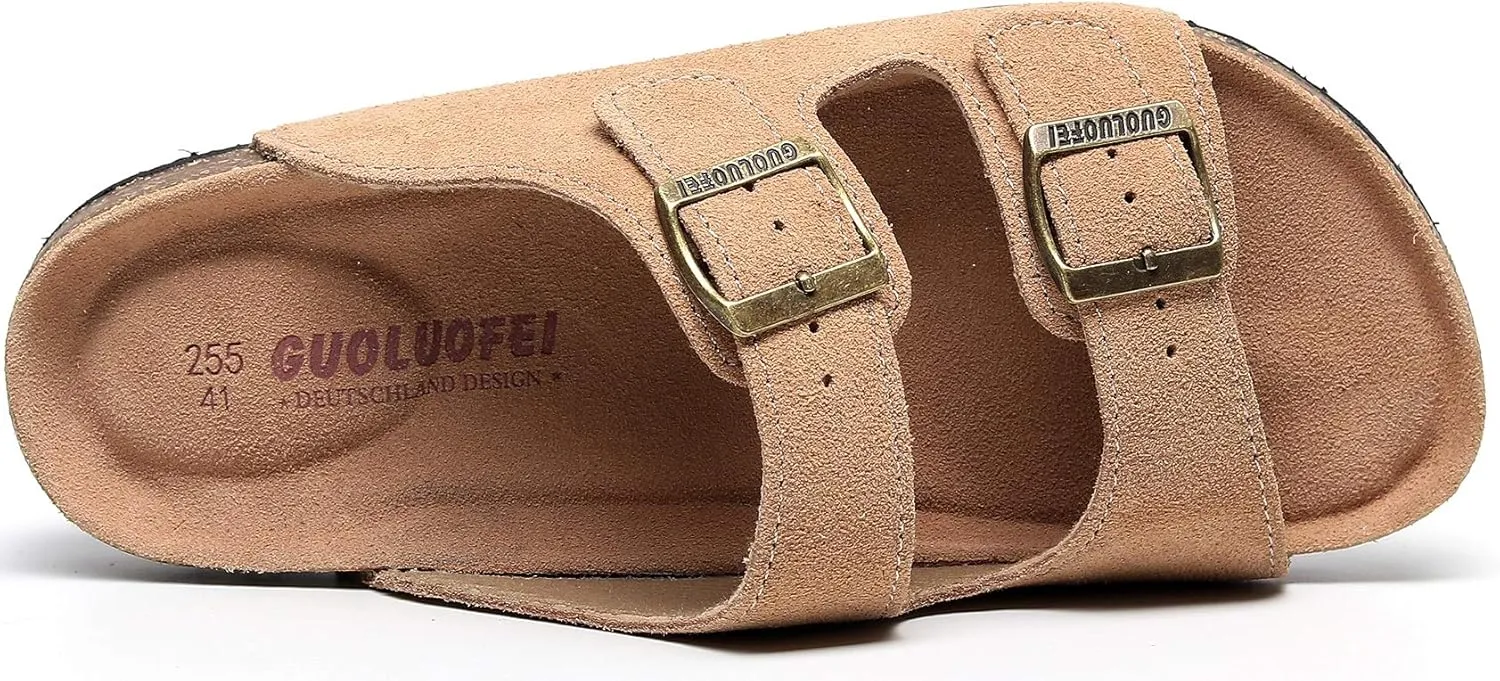 Cork Sandals Women With Arch Support, Comfortable Summer Beach Sandals For Women/Girls/Ladies,Leather Slide Shoes For Women