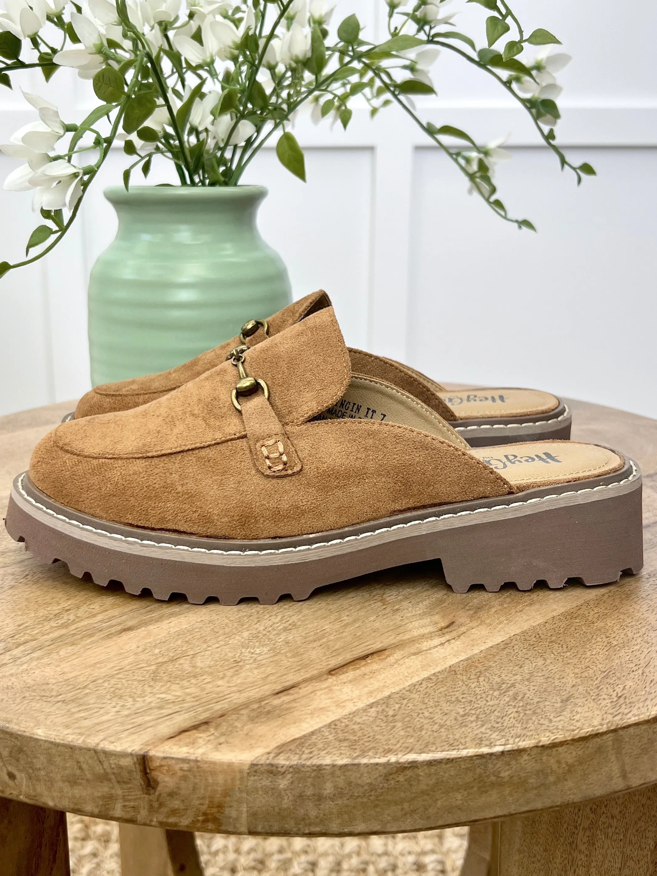 Corkys Wingin' It Faux Suede Slip On Mules