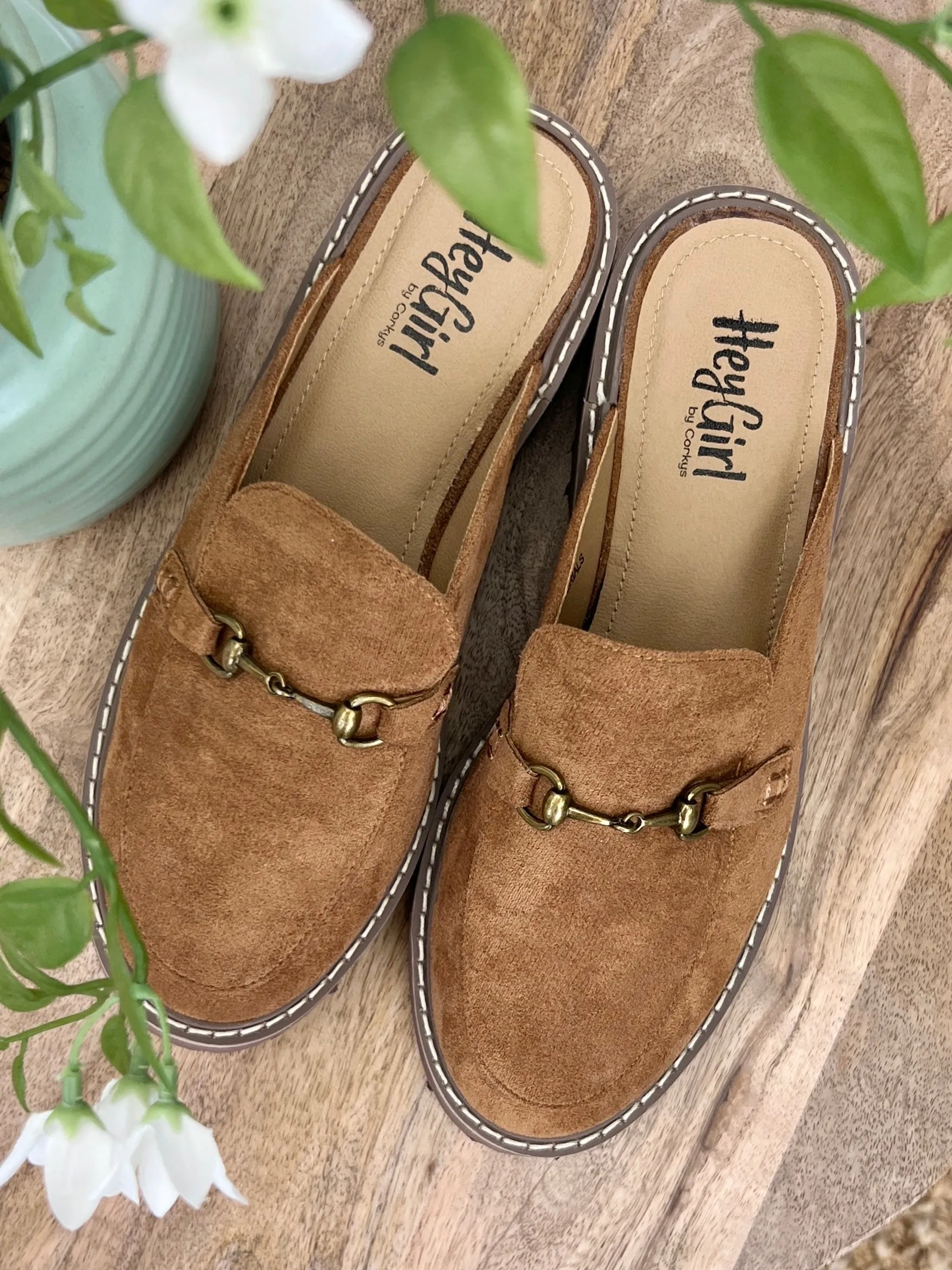 Corkys Wingin' It Faux Suede Slip On Mules