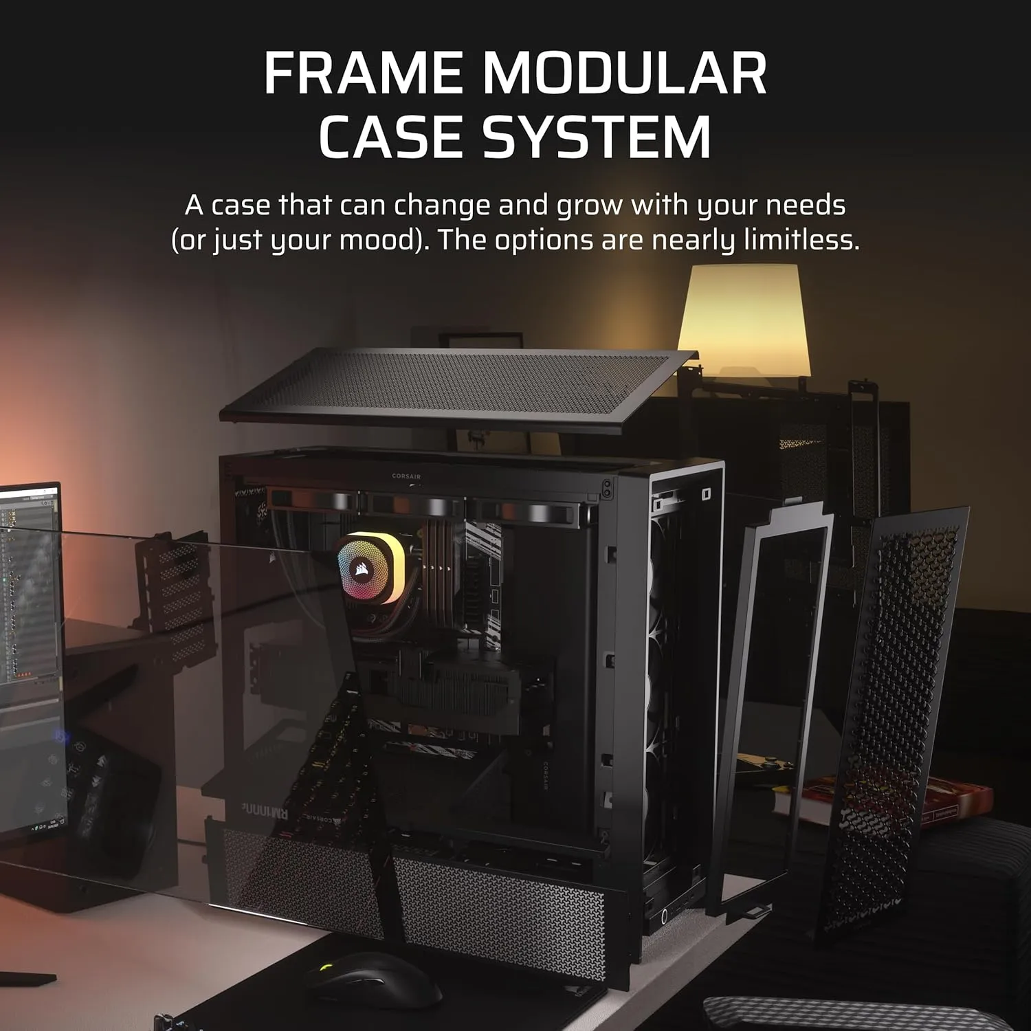 CORSAIR 4000D RS Frame Modular High Airflow Mid-Tower PC Case – 3X CORSAIR RS Fans – InfiniRail Fan Mounting System – Fits Multiple 360mm Radiators – Reverse Connector Motherboard Compatible – Black