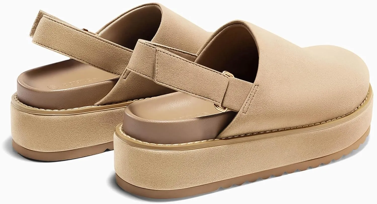 Coutgo Women's Platform Clogs Adjustable Strap Slip on Mules Shoes Comfortable Fall Sandals
