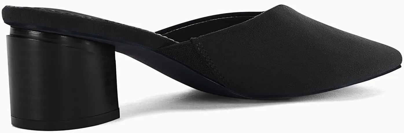 Coutgo Womens Pointed Toe V Cut Mules Chunky Block Heels Slip On Clogs Fashion Office Slides Shoes