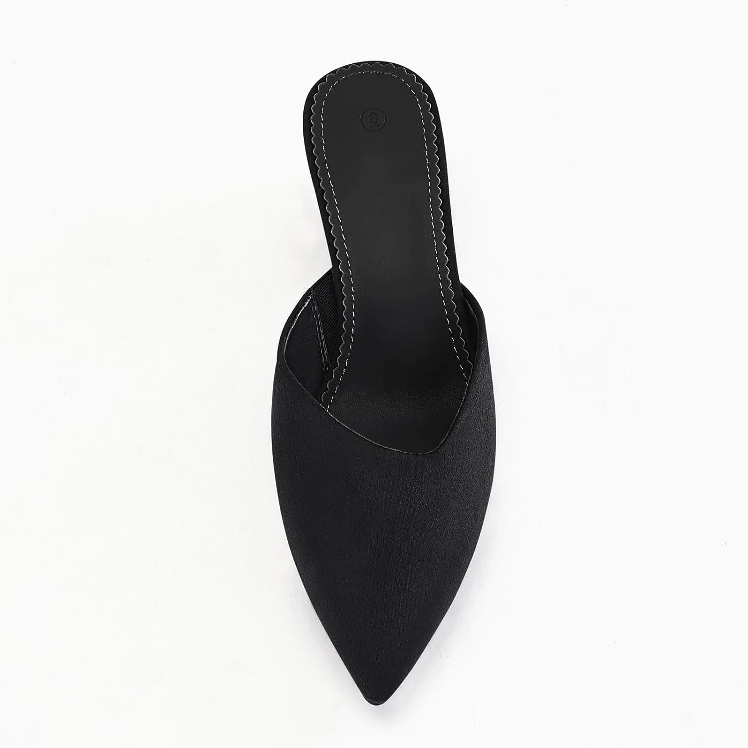 Coutgo Womens Pointed Toe V Cut Mules Chunky Block Heels Slip On Clogs Fashion Office Slides Shoes
