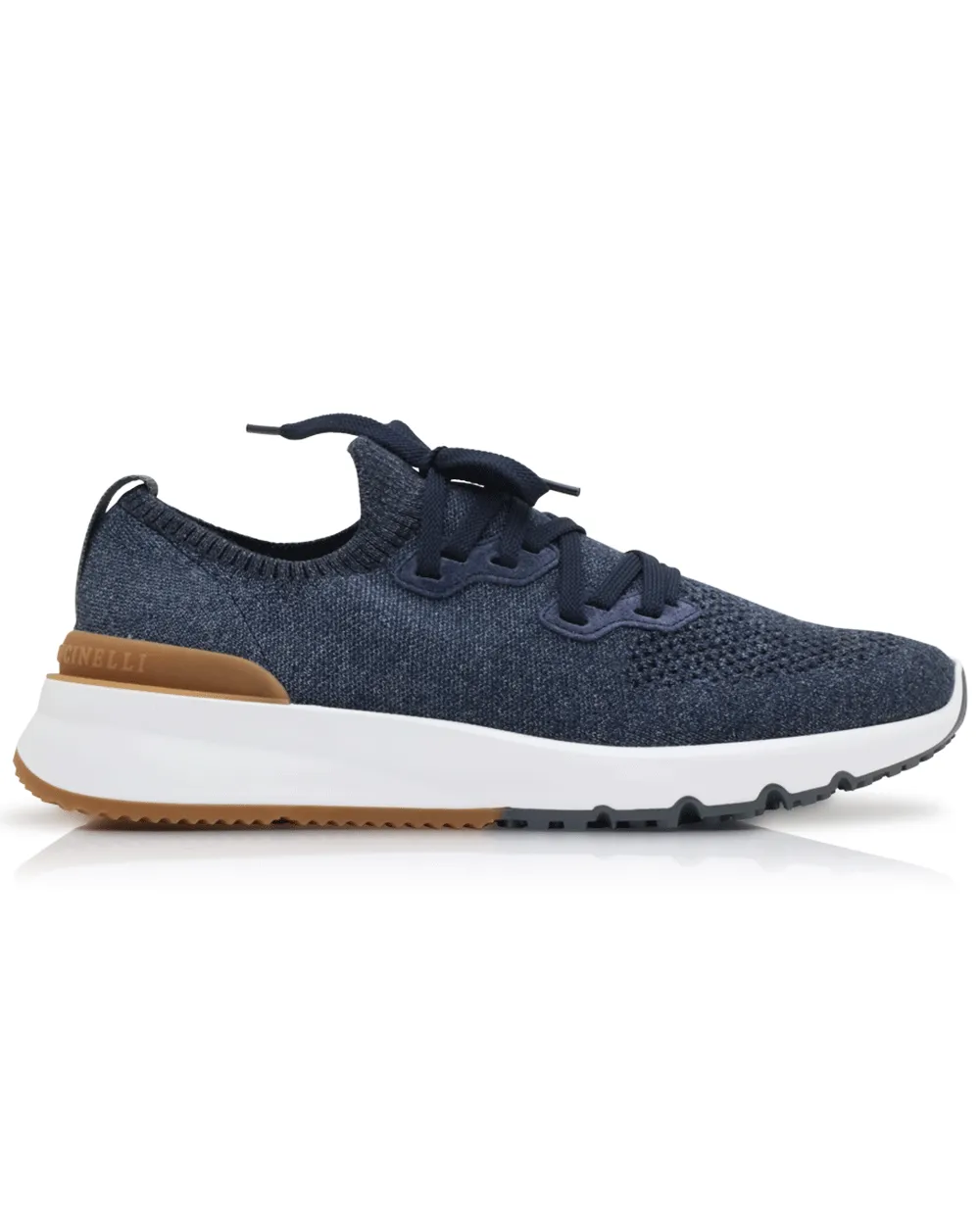 Cucinelli Knit Sneaker in Navy and Grey