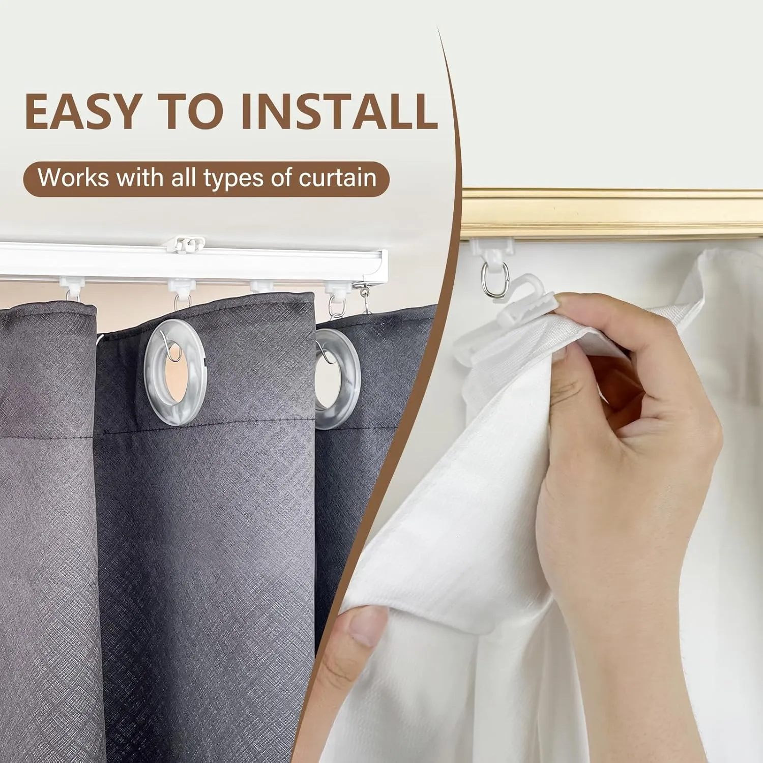 Curtain Tracks Ceiling Wall Mounted Heavy-Duty Curtains Rails Room Divider Track for Living Bedroom Shower White 3FT To 12FT