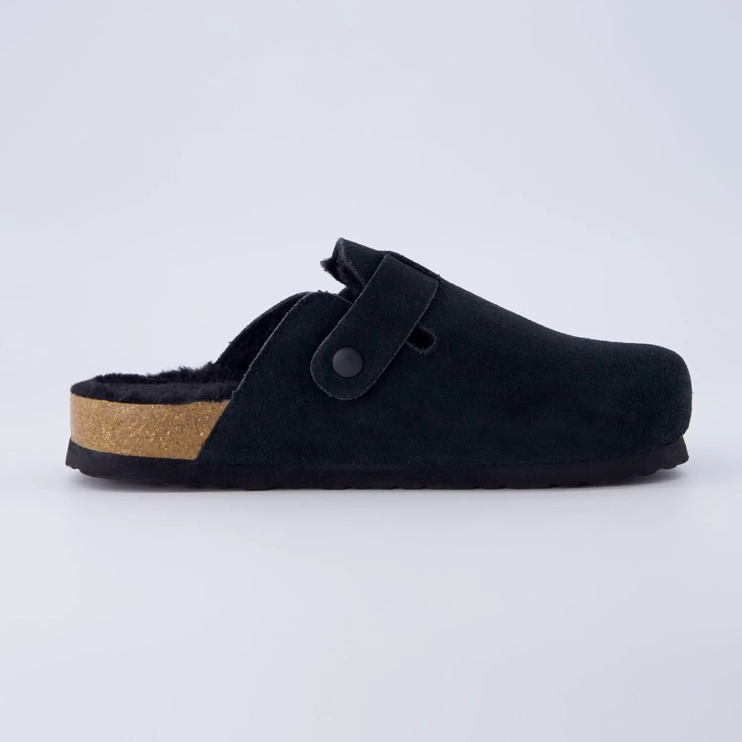 CUSHIONAIRE Women's Hana Cork footbed clog with Genuine Leather upper, Faux Fur lining, and  Comfort