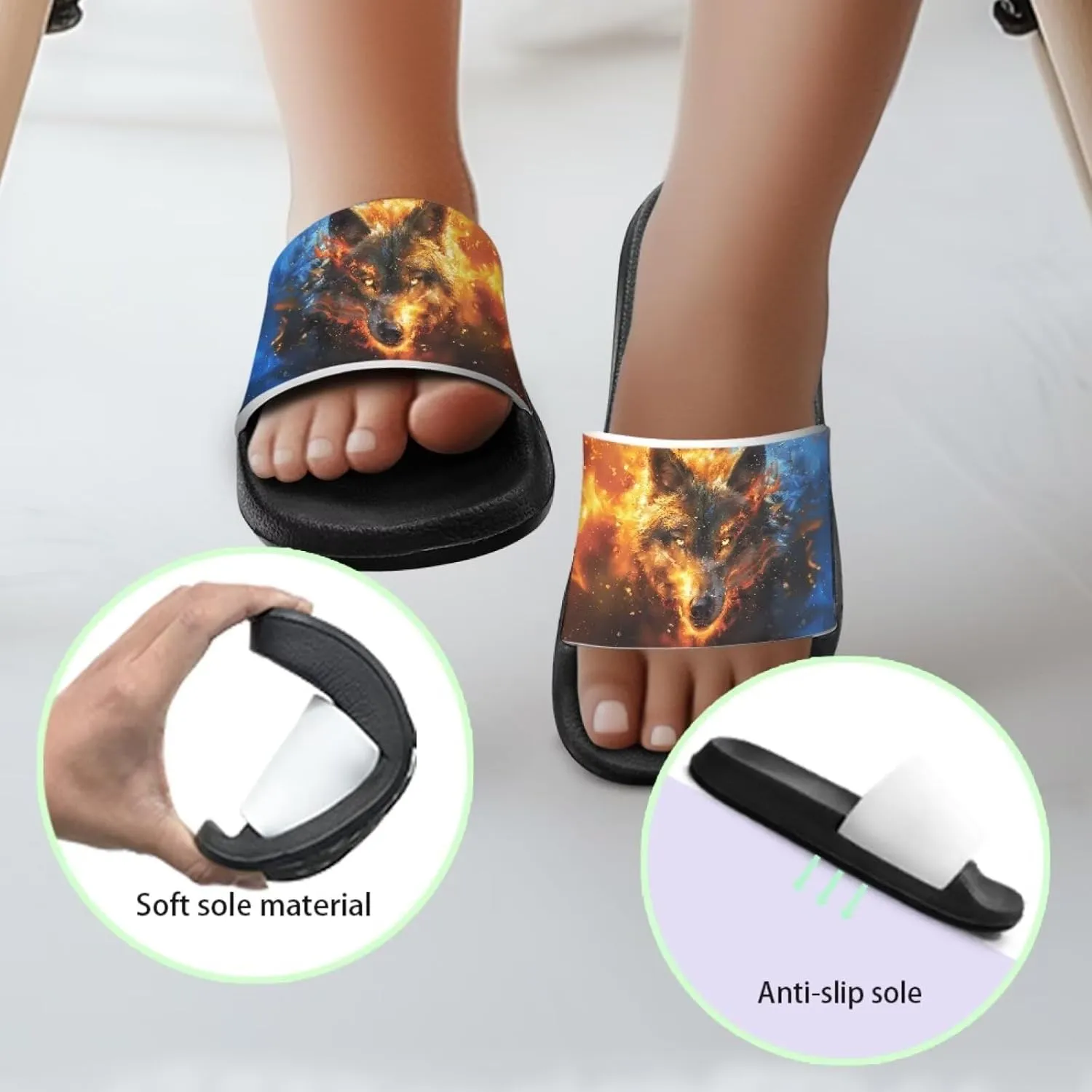 Cute Animals Summer Slippers for Boys Girls Indoor Kids Slide Sandals Comfort Cushion Footbed House Slipper