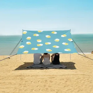 Cute Beer Pattern Blue Beach Camping Tent Sun Shelter for Whole Family, Beach Shade Canopy with UPF50  UV Protection,Easy Set Up and Carry,Outdoor Shade for Trips, Fishing, Backyard Fun Picnics
