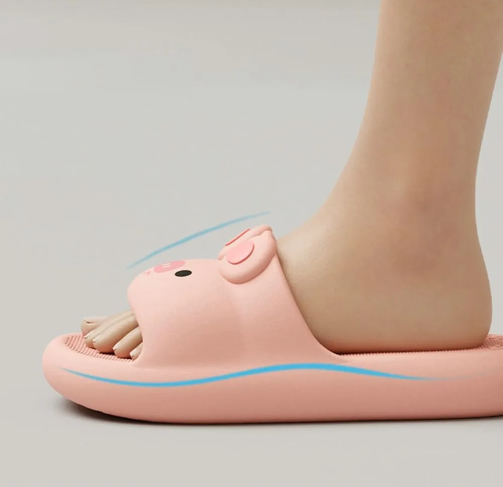 Cute Pig Slippers Women Pillow Slides Summer Cartoon Animal Slide Sandals Anti-Slip Outdoor House Bathroom Shower Shoes