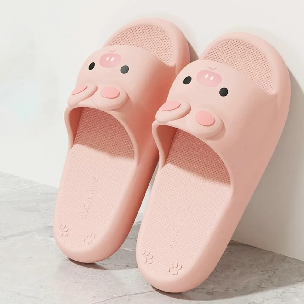 Cute Pig Slippers Women Pillow Slides Summer Cartoon Animal Slide Sandals Anti-Slip Outdoor House Bathroom Shower Shoes