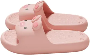 Cute Pig Slippers Women Pillow Slides Summer Cartoon Animal Slide Sandals Anti-Slip Outdoor House Bathroom Shower Shoes