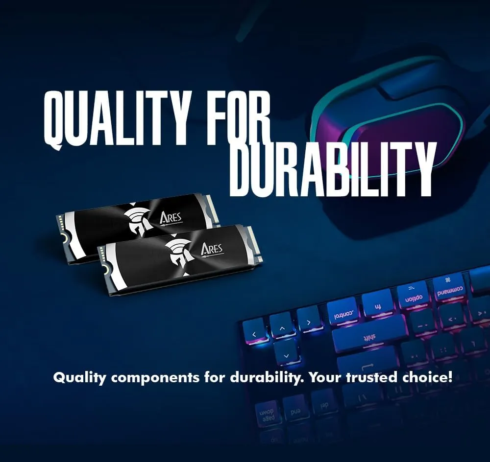 DATO SSD with heatsink 2TB Compatible with PS5 and PC SSD NVMe PCIe Gen4 x4 M.2 2280 Internal Solid State Drive up to 7200/6850 MB/s - ARES Dark Sword Black