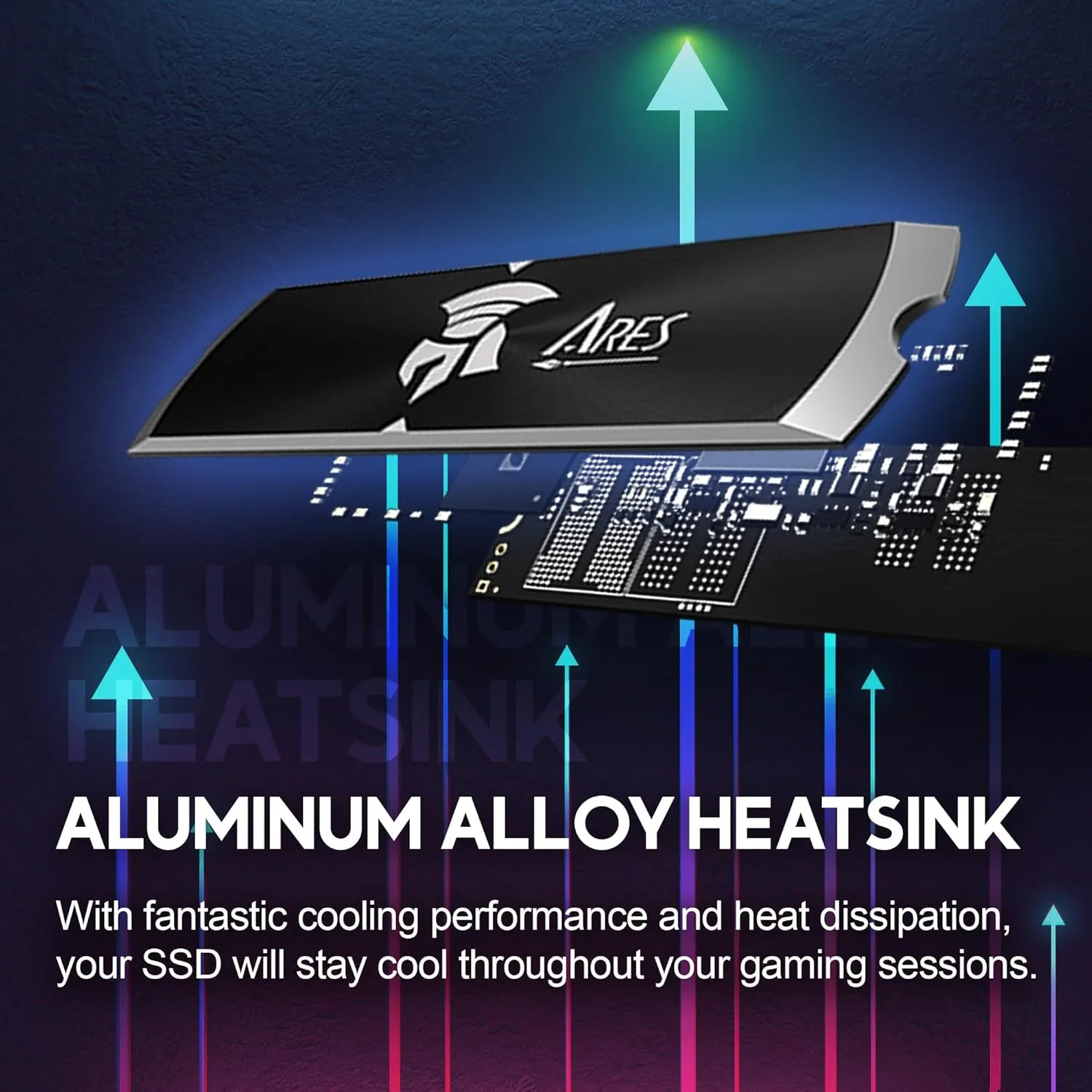 DATO SSD with heatsink 2TB Compatible with PS5 and PC SSD NVMe PCIe Gen4 x4 M.2 2280 Internal Solid State Drive up to 7200/6850 MB/s - ARES Dark Sword Black