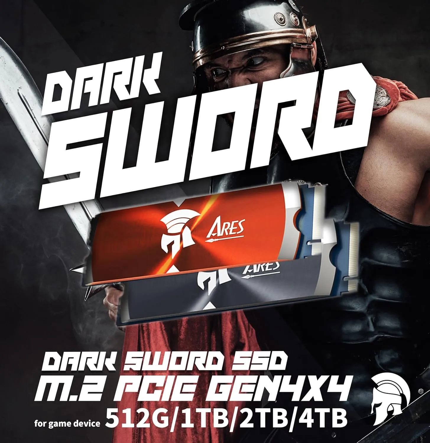 DATO SSD with heatsink 2TB Compatible with PS5 and PC SSD NVMe PCIe Gen4 x4 M.2 2280 Internal Solid State Drive up to 7200/6850 MB/s - ARES Dark Sword Black