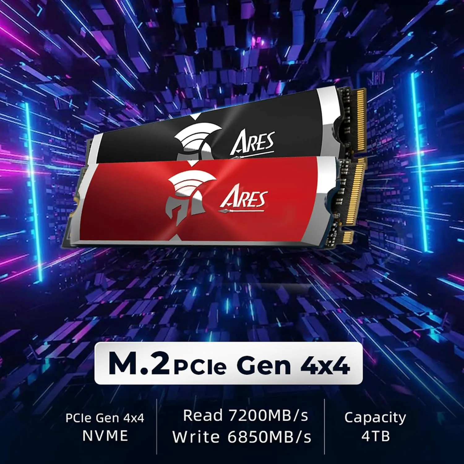 DATO SSD with heatsink 2TB Compatible with PS5 and PC SSD NVMe PCIe Gen4 x4 M.2 2280 Internal Solid State Drive up to 7200/6850 MB/s - ARES Dark Sword Black