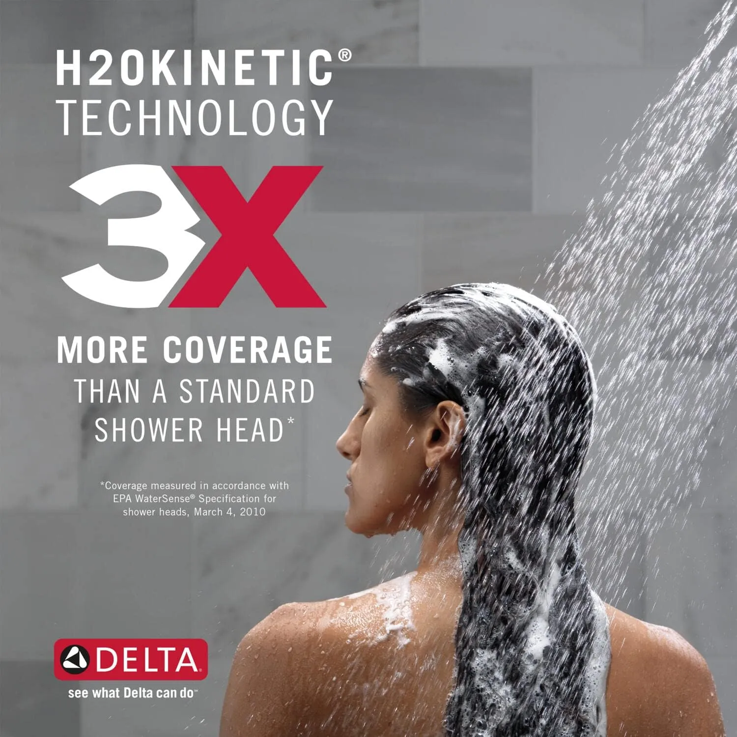Delta Faucet Single-Spray H2Okinetic Slide Bar Hand Held Shower with Hose, Brushed Nickel Handheld Shower Head, Slide Bar Hand Shower, Handheld Shower, Detachable Shower Head, Stainless 51567-SS