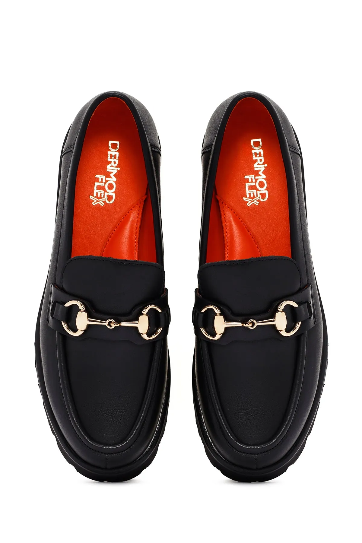 Derimod Flex Kadın Siyah Deri Maskülen Loafer