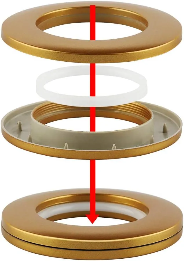DeSS 48 Pack Curtain Grommets 1-9/16"(40mm) Inner Diameter Plastic Curtain Rings Nanoscale Low Noise Roman Ring (Matte Gold)