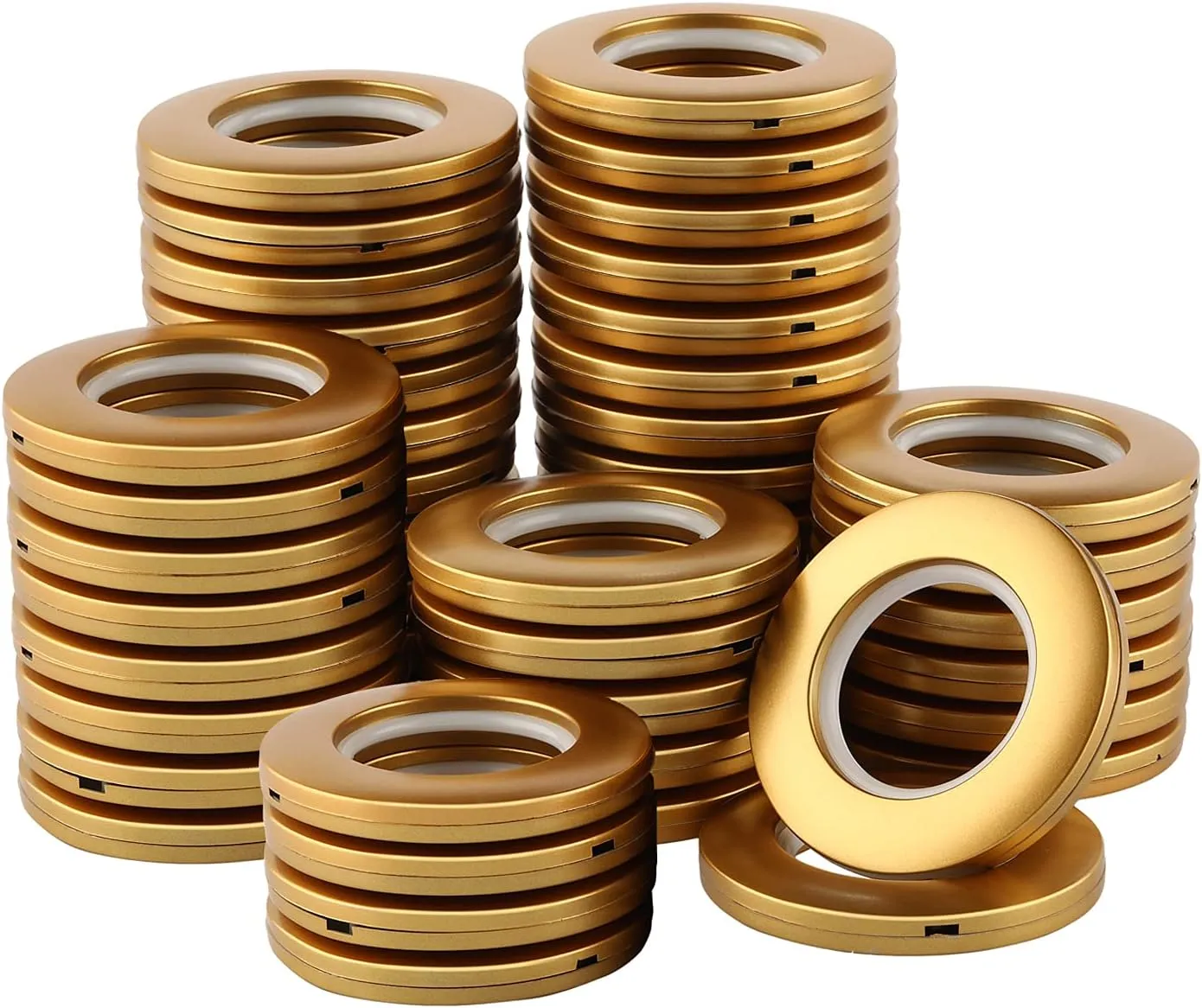 DeSS 48 Pack Curtain Grommets 1-9/16"(40mm) Inner Diameter Plastic Curtain Rings Nanoscale Low Noise Roman Ring (Matte Gold)