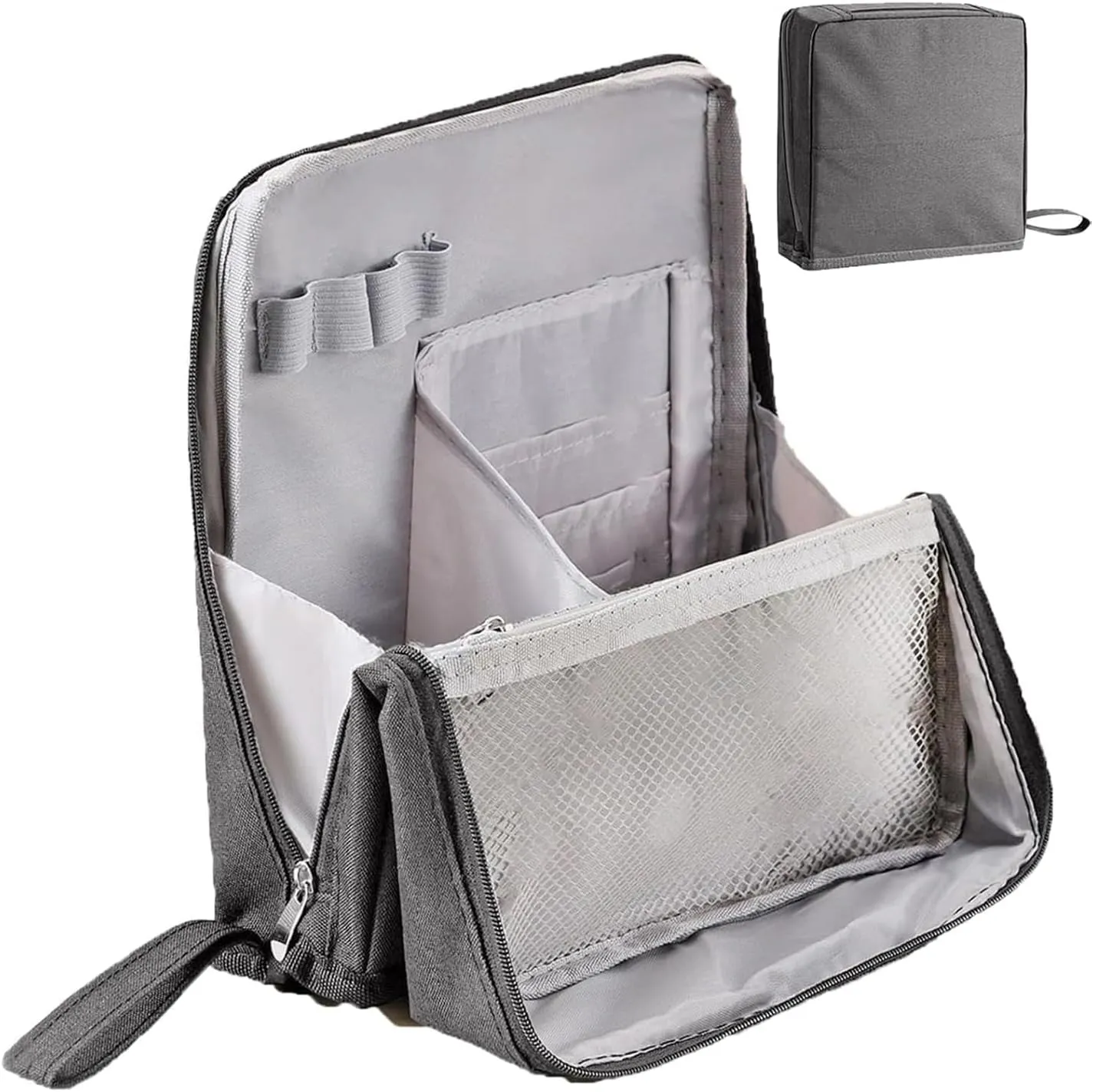 Doresty Makeup Bag, Multi-Purpose Large Capacity Oxford Cloth Standing Makeup Bag, Parallel Traveler Make-up Bags Fold Down, Toiletry Bags with Compartments for Traveling Women (D1)