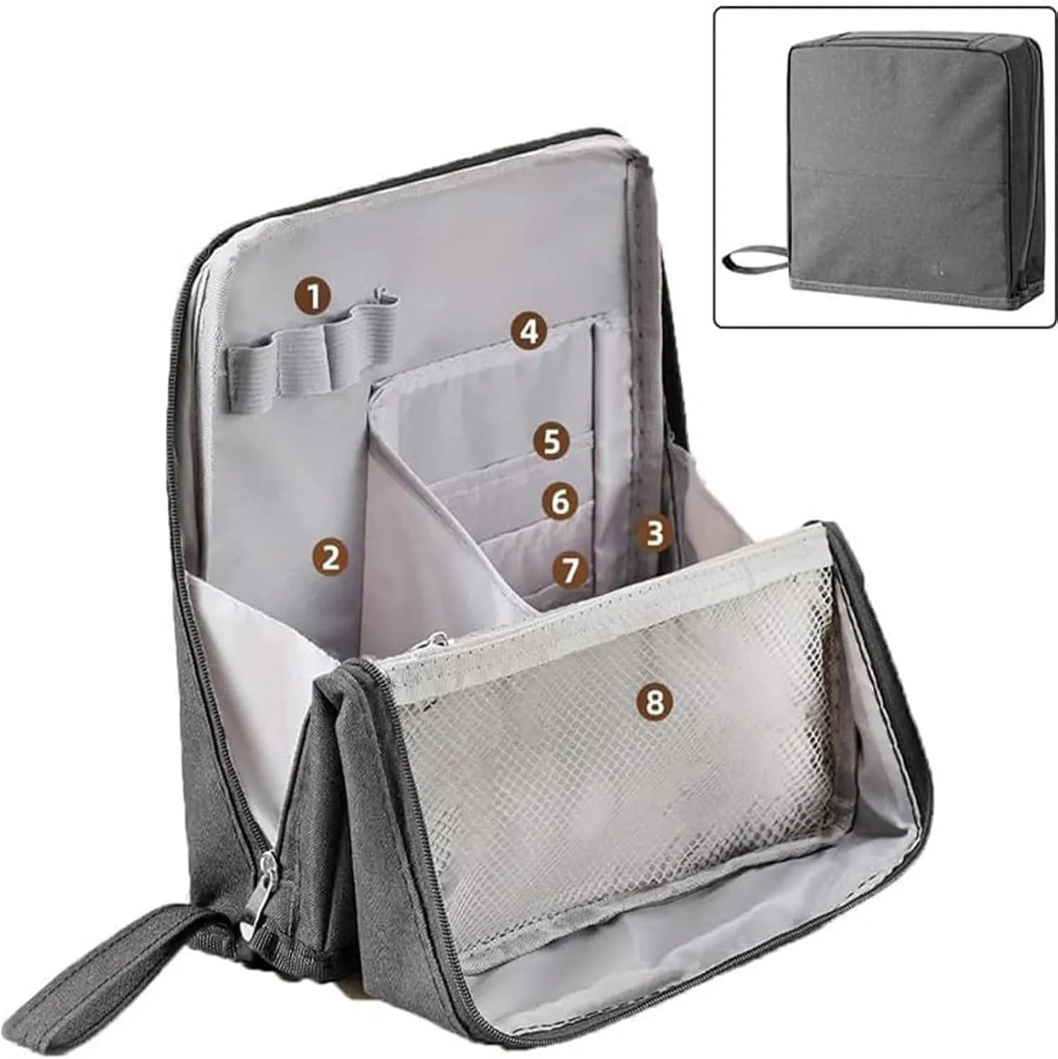 Doresty Makeup Bag, Multi-Purpose Large Capacity Oxford Cloth Standing Makeup Bag, Parallel Traveler Make-up Bags Fold Down, Toiletry Bags with Compartments for Traveling Women (D1)