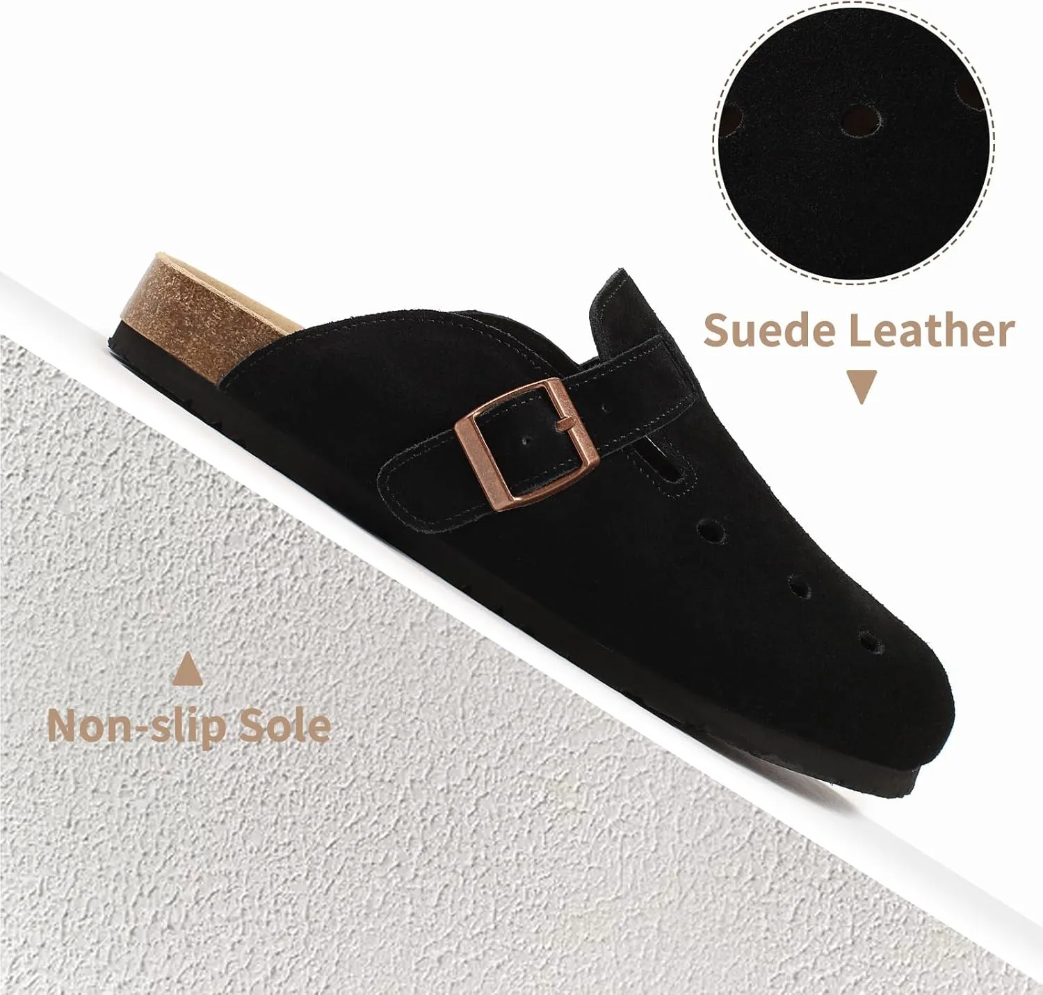 Dumalum Suede Clogs for Women Men Unisex Slip-on Potato Shoes Footbed Suede Cork Clogs and Mules House Slipers with Arch Support DIY & Breathable