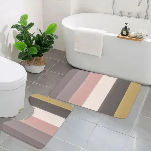 EkcoS A Warm and Rustic Colour Scheme Bathroom Rugs Set 2 Piece Microfiber Bath Shower Mat and U-Shaped Toilet Rug Non Slip Absorbent Bath Rug for Tub
