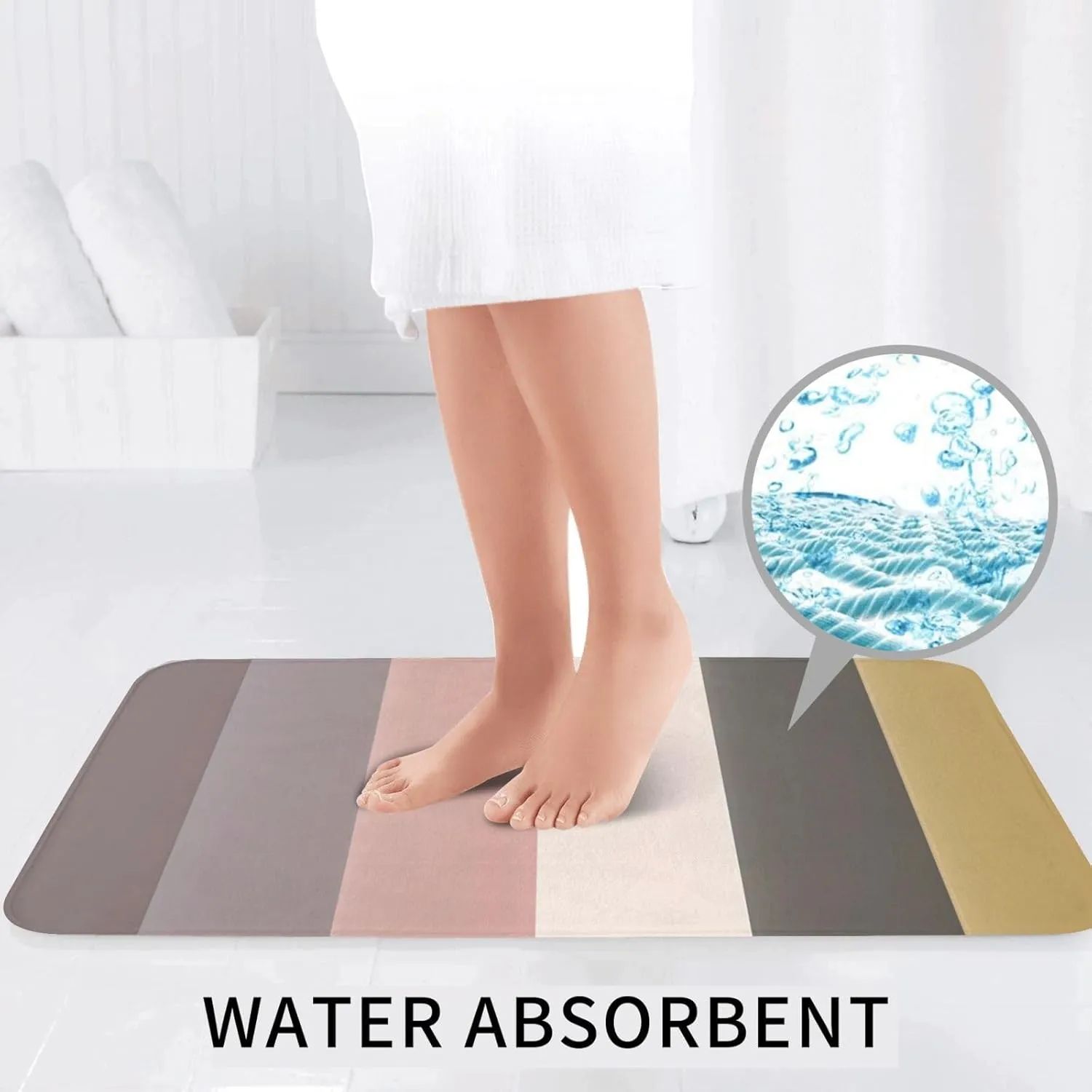 EkcoS A Warm and Rustic Colour Scheme Bathroom Rugs Set 2 Piece Microfiber Bath Shower Mat and U-Shaped Toilet Rug Non Slip Absorbent Bath Rug for Tub