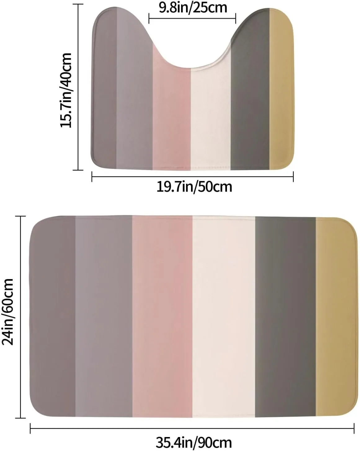 EkcoS A Warm and Rustic Colour Scheme Bathroom Rugs Set 2 Piece Microfiber Bath Shower Mat and U-Shaped Toilet Rug Non Slip Absorbent Bath Rug for Tub