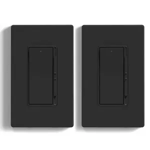 ELEGRP Digital Dimmer Light Switch for 300W Dimmable LED/CFL Lights and 600W Incandescent/Halogen, Single Pole/3-Way LED Slide Dimmer Light Switch, Wall Plate Included, UL Listed, 2 Pack, Matte Black