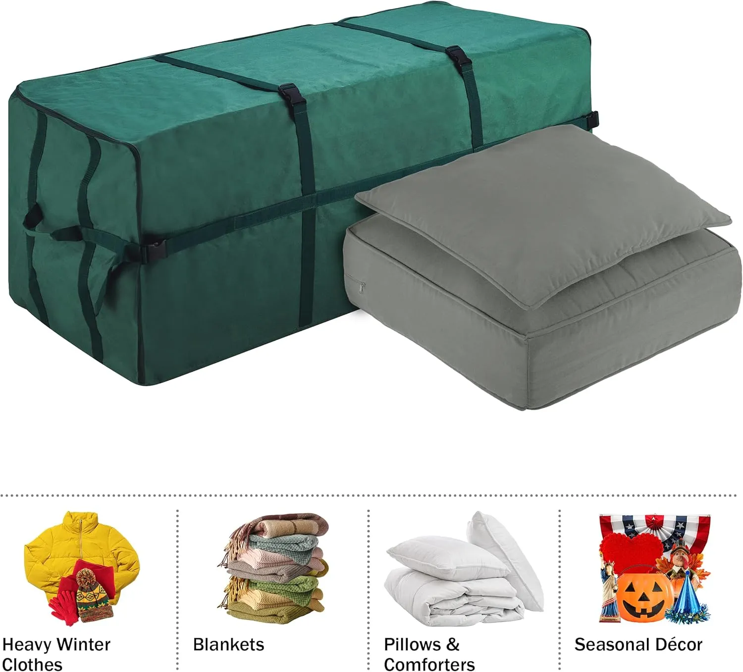 Elf Stor Heavy Duty Canvas Christmas Tree Storage Bag with Straps, fits up to 7.5 ft Tree, Green