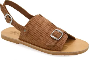 Emmanuela Greek Style Sandals, Quality Handmade Leather Open Toe Flat Sandals, Adjustable Buckle Strap Summer Shoes for Women, Boho Chic Mules, Slingback Ankle Strap