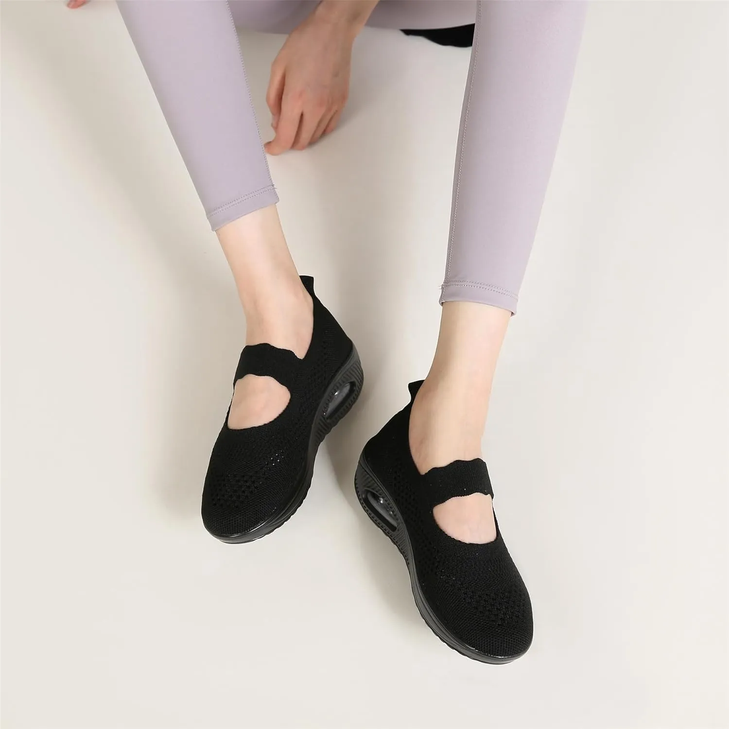 EnllerviiD Women Nurse Sneakers Platform Sneakers Air Cushion Walking Wedge Sneaker Food Service Shoes Ladies Toning Rocker Shoes