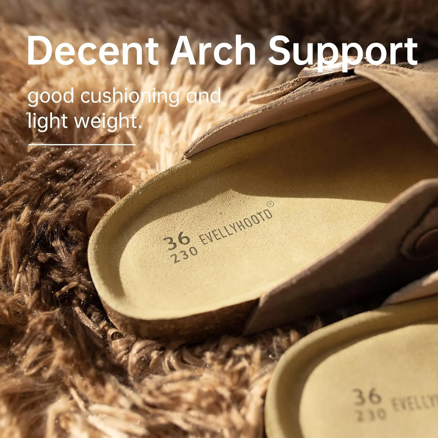 EVELLYHOOTD Clogs for Women Men Comfortable Suede Clogs Leather Mules Cork Footbed Sandals with Arch Support(with Socks)