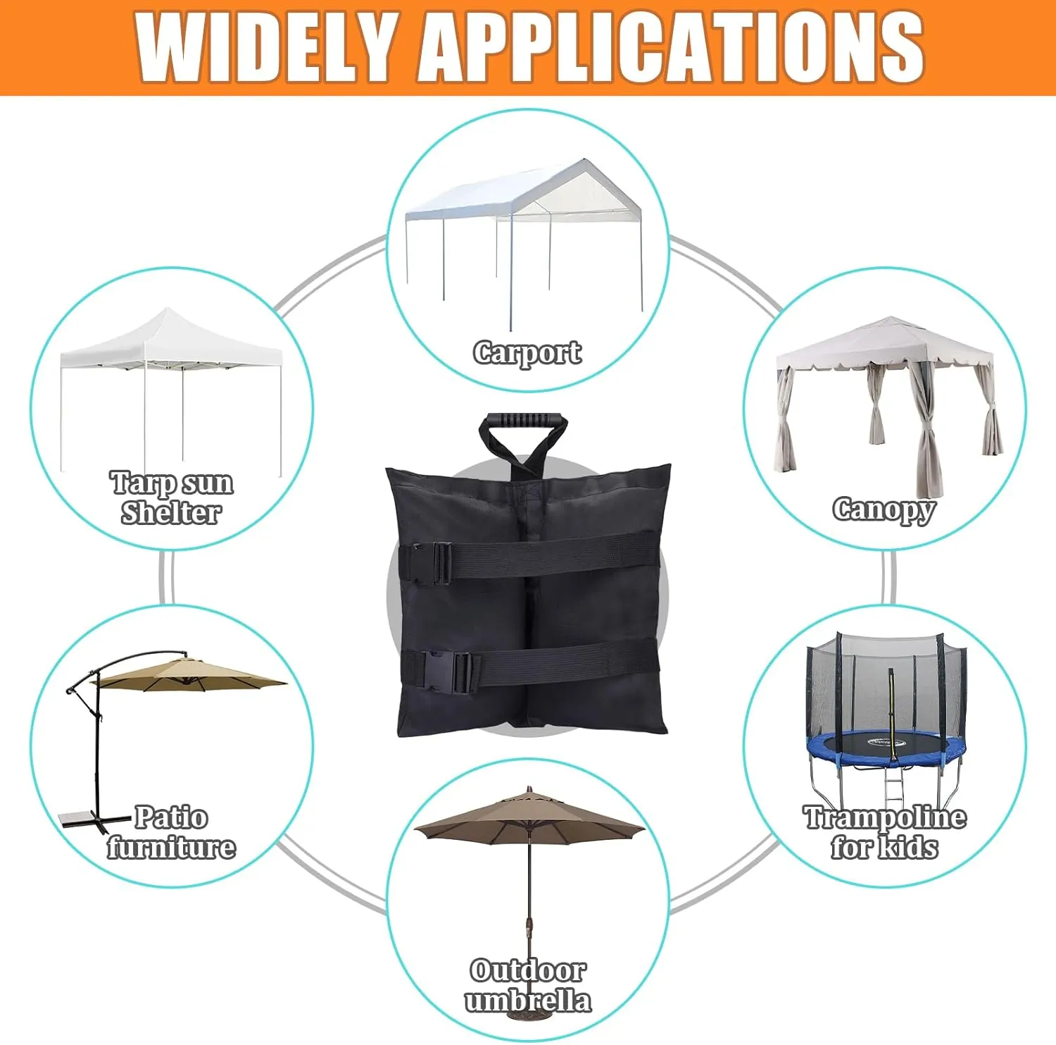 Extra Large 240 LBS Canopy Weights Sand Bags Set of 4, 1680D Heavy Duty Plus Size Gazebo Sandbags with Inner Plastic Bag for Outdoor Tent, Patio Umbrella, Sun Shelter, Pop up Pergola Legs
