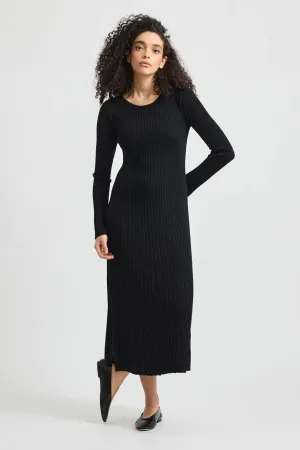 Fine Rib Dress: Black